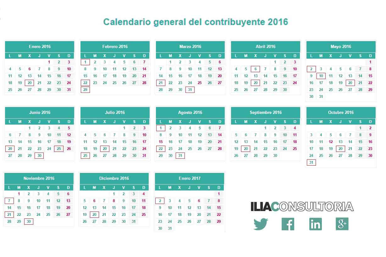 Calendario fiscal 2016 | ETL ILIA